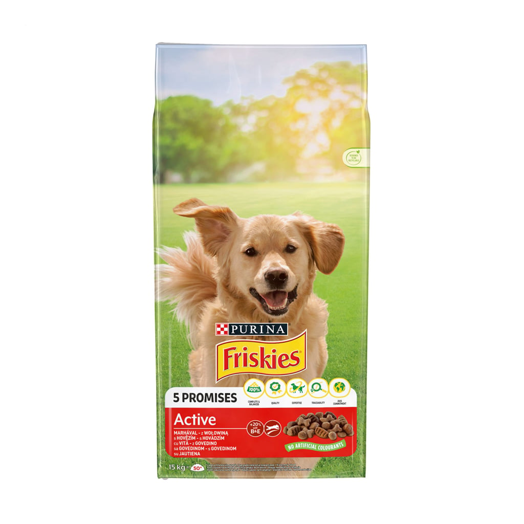 Сухий корм для дорослих активних собак Friskies Active з яловичиною, 15 кг