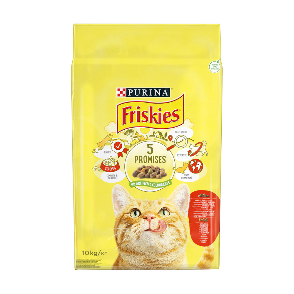 Сухий корм для кішок Purina Friskies з яловичиною, куркою та овочами, 10 кг